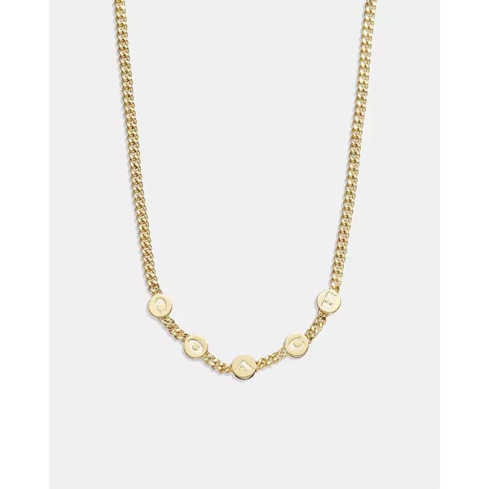Coach Enamel Gold Chain Necklace Coach Letter
Charms NWT